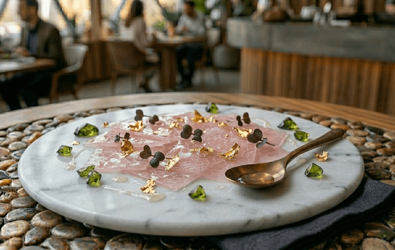 Gilded Rose Quartz Carpaccio